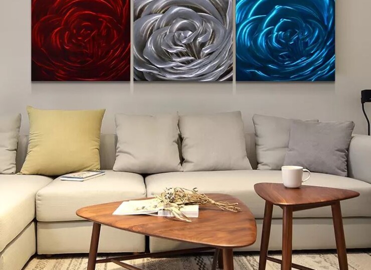 花 薔薇 3色 メタルアートパネル モダン 綺麗 おしゃれ インテリア 新品 Moderntrend Moderntrend Interior 壁を彩るモダンアイテム